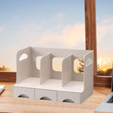 Maxbell Desktop Bookshelf Office Storage Rack Book Stand for Centerpiece Home Office Type A Beige