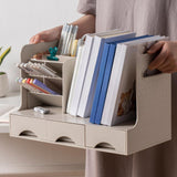 Maxbell Desktop Bookshelf Office Storage Rack Book Stand for Centerpiece Home Office Type B White