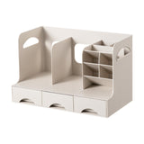 Maxbell Desktop Bookshelf Office Storage Rack Book Stand for Centerpiece Home Office Type B Beige