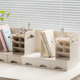 Maxbell Desktop Bookshelf Office Storage Rack Book Stand for Centerpiece Home Office Type B Beige