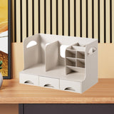 Maxbell Desktop Bookshelf Office Storage Rack Book Stand for Centerpiece Home Office Type B Beige