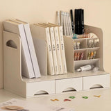 Maxbell Desktop Bookshelf Office Storage Rack Book Stand for Centerpiece Home Office Type B Beige