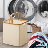 Maxbell Folding Storage Basket Trendy Container Laundry Basket for Dorm Nursery Home Beige