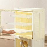 Maxbell Storage Cabinet Kitchen Cabinet Folding Storage Box for Home Bedroom Bedside 2 Tier with Wheels