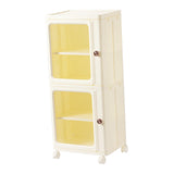 Maxbell Storage Cabinet Kitchen Cabinet Folding Storage Box for Home Bedroom Bedside 2 Tier with Wheels