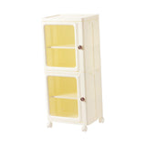 Maxbell Storage Cabinet Kitchen Cabinet Folding Storage Box for Home Bedroom Bedside 2 Tier with Wheels
