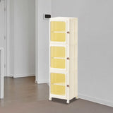 Maxbell Storage Cabinet Kitchen Cabinet Folding Storage Box for Home Bedroom Bedside 3 Tier with Wheels