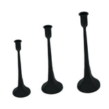 Maxbell 3x Pillar Candle Holder Elegant Candlestick Holder for Banquet Party Desktop Black