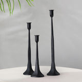 Maxbell 3x Pillar Candle Holder Elegant Candlestick Holder for Banquet Party Desktop Black