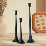 Maxbell 3x Pillar Candle Holder Elegant Candlestick Holder for Banquet Party Desktop Black