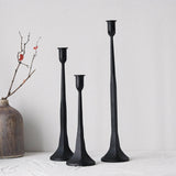 Maxbell 3x Pillar Candle Holder Elegant Candlestick Holder for Banquet Party Desktop Black