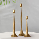 Maxbell 3x Pillar Candle Holder Elegant Candlestick Holder for Banquet Party Desktop Golden