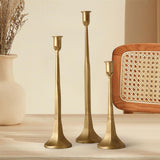 Maxbell 3x Pillar Candle Holder Elegant Candlestick Holder for Banquet Party Desktop Golden