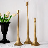 Maxbell 3x Pillar Candle Holder Elegant Candlestick Holder for Banquet Party Desktop Golden