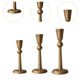 Maxbell 3Pcs Pillar Candle Holders Elegant Metal for Wedding Dining Room Living Room Gold