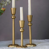 Maxbell 3Pcs Pillar Candle Holders Elegant Metal for Wedding Dining Room Living Room Gold