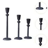 Maxbell 3Pcs Pillar Candle Holders Elegant Metal for Wedding Dining Room Living Room Black