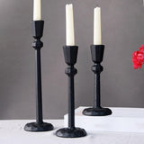 Maxbell 3Pcs Pillar Candle Holders Elegant Metal for Wedding Dining Room Living Room Black