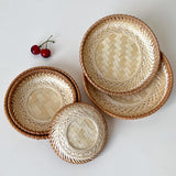 Maxbell Bamboo Serving Tray Fruit Dessert Tray for Kitchen Countertop Eating Storing 15cmx3cm