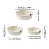 Maxbell 3Pcs Round Small Woven Baskets Set Bowl Desktop Sundries Cotton Rope Baskets White