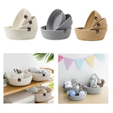Maxbell 3Pcs Round Small Woven Baskets Set Bowl Desktop Sundries Cotton Rope Baskets White