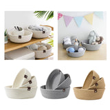 Maxbell 3Pcs Round Small Woven Baskets Set Bowl Desktop Sundries Cotton Rope Baskets White