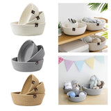Maxbell 3Pcs Round Small Woven Baskets Set Bowl Desktop Sundries Cotton Rope Baskets White