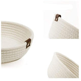 Maxbell 3Pcs Round Small Woven Baskets Set Bowl Desktop Sundries Cotton Rope Baskets White