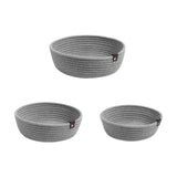 Maxbell 3Pcs Round Small Woven Baskets Set Bowl Desktop Sundries Cotton Rope Baskets Gray