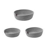 Maxbell 3Pcs Round Small Woven Baskets Set Bowl Desktop Sundries Cotton Rope Baskets Gray