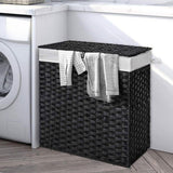 Maxbell Laundry Basket with Lid Imitation Rattan Handwoven for Books Tissues Bedding Black