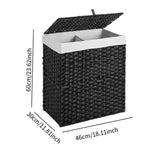 Maxbell Laundry Basket with Lid Imitation Rattan Handwoven for Books Tissues Bedding Black