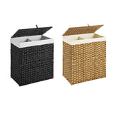 Maxbell Laundry Basket with Lid Imitation Rattan Handwoven for Books Tissues Bedding Black