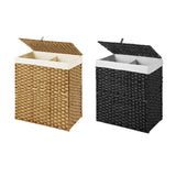 Maxbell Laundry Basket with Lid Imitation Rattan Handwoven for Books Tissues Bedding Black