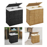 Maxbell Laundry Basket with Lid Imitation Rattan Handwoven for Books Tissues Bedding Black