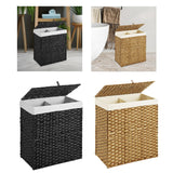 Maxbell Laundry Basket with Lid Imitation Rattan Handwoven for Books Tissues Bedding Black