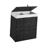 Maxbell Laundry Basket with Lid Imitation Rattan Handwoven for Books Tissues Bedding Black