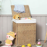 Maxbell Laundry Basket with Lid Imitation Rattan Handwoven for Books Tissues Bedding Brown