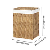 Maxbell Laundry Basket with Lid Imitation Rattan Handwoven for Books Tissues Bedding Brown