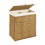 Maxbell Laundry Basket with Lid Imitation Rattan Handwoven for Books Tissues Bedding Brown