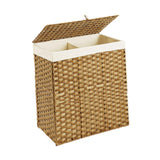 Maxbell Laundry Basket with Lid Imitation Rattan Handwoven for Books Tissues Bedding Brown