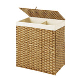 Maxbell Laundry Basket with Lid Imitation Rattan Handwoven for Books Tissues Bedding Brown