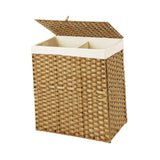 Maxbell Laundry Basket with Lid Imitation Rattan Handwoven for Books Tissues Bedding Brown