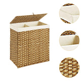 Maxbell Laundry Basket with Lid Imitation Rattan Handwoven for Books Tissues Bedding Brown