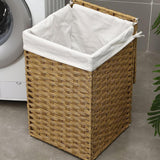 Maxbell Laundry Basket with Lid Imitation Rattan Handwoven for Books Tissues Bedding Brown