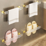 Maxbell Bathroom Towel Holder Reusable Slipper Organizer for Toilet Washroom Kitchen Golden