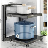Maxbell Pot and Pan Organizer Organization Storage for Under Cabinet Home Countertop 2 Tier Black