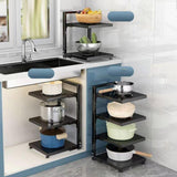 Maxbell Pot and Pan Organizer Organization Storage for Under Cabinet Home Countertop 3 Tier Black