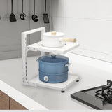 Maxbell Pot and Pan Organizer Organization Storage for Under Cabinet Home Countertop 2 Tier White