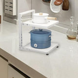 Maxbell Pot and Pan Organizer Organization Storage for Under Cabinet Home Countertop 2 Tier White